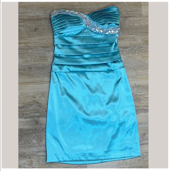 B Darlin Short Dress Formal Bodycon Size XS Blue - Picture 9 of 12